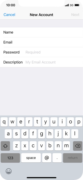 Press Password and key in the password for your email account. Press Password and key in the password for your email account.