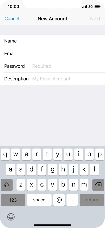 Press Password and key in the password for your email account. Press Password and key in the password for your email account.