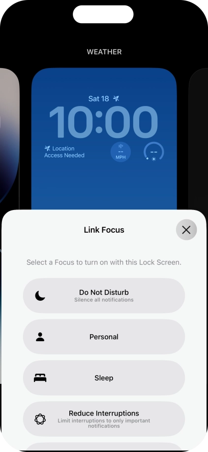 Press the required focus mode. Press the required focus mode.