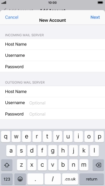 Press Username and key in the username for your email account. Please note that if you're using Vodafone's outgoing server, leave the username field empty.