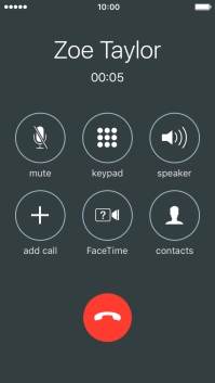 Press the end call icon to end the call and return to the home screen.