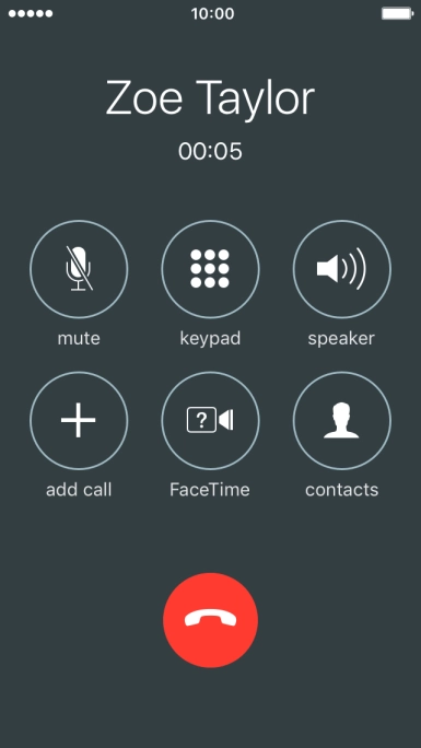 Press the end call icon to end the call and return to the home screen.