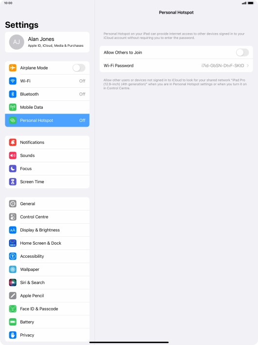 Press Wi-Fi Password and key in the required password.