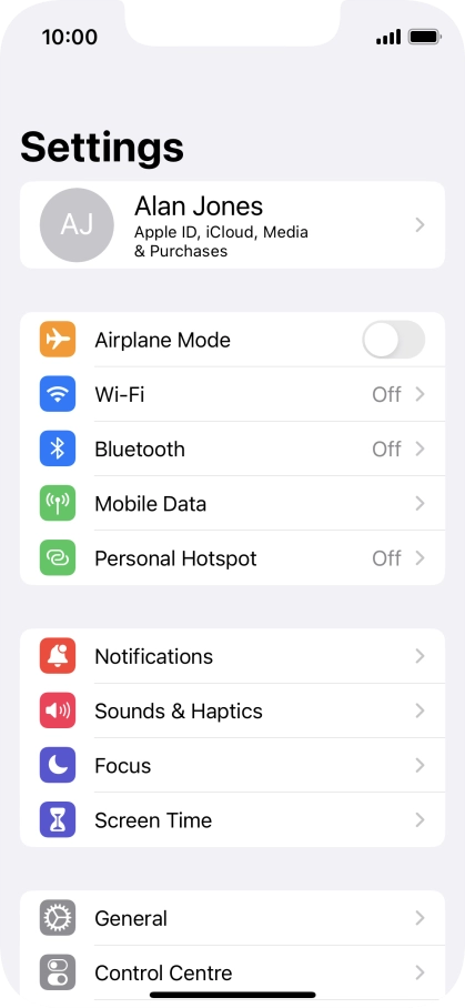 Press Mobile Data.
