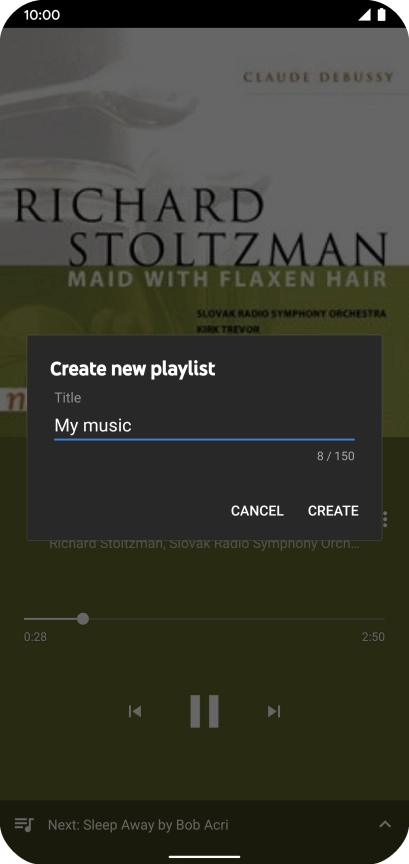 Key in a name for the playlist and press CREATE.