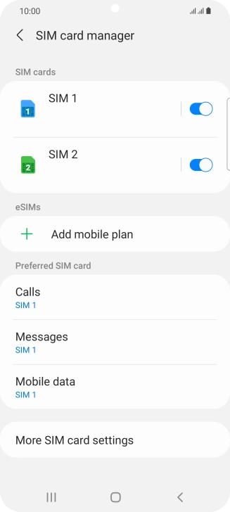 Press the name of the SIM.