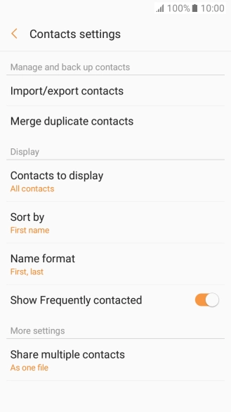 Press Import/export contacts. Press Import/export contacts.
