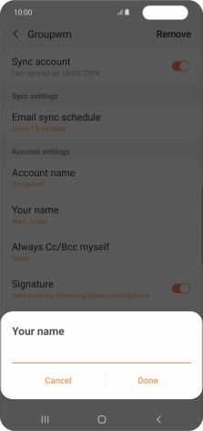Key in the required sender name and press Done.