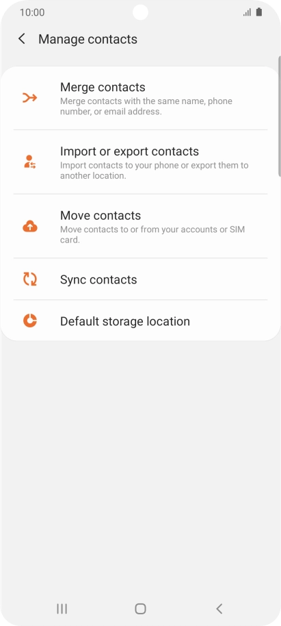 Press Import or export contacts. Press Import or export contacts.