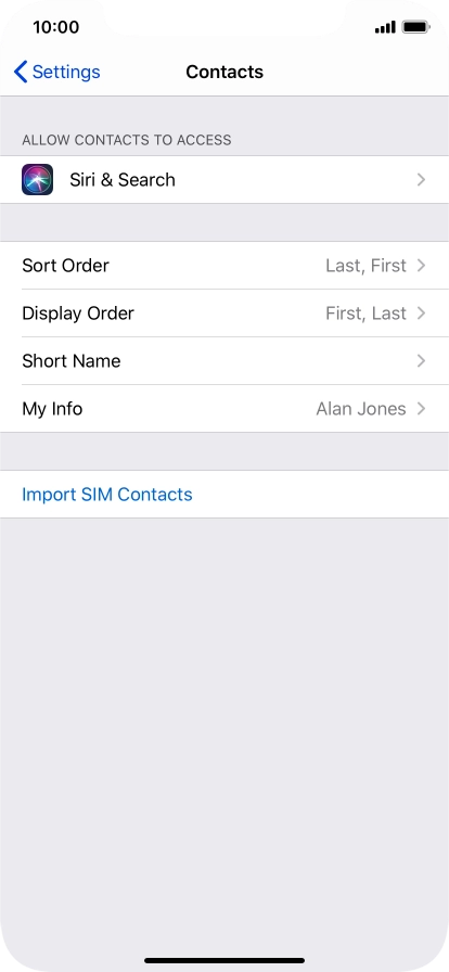 Press Import SIM Contacts.