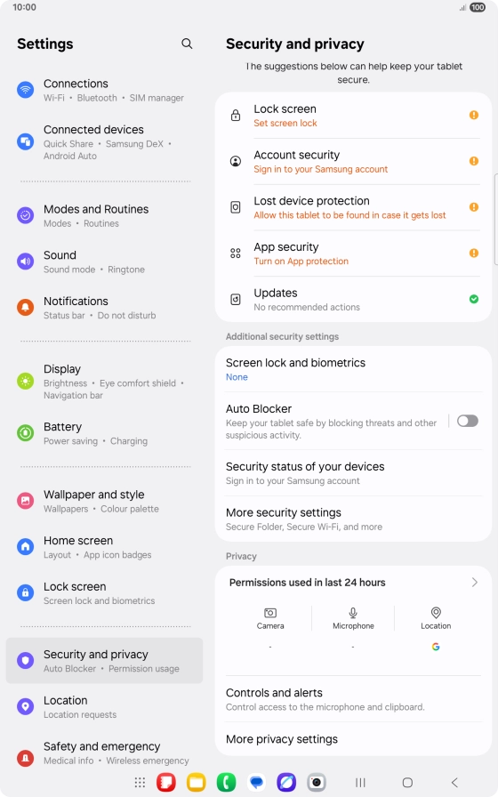 Press More security settings. Press More security settings.