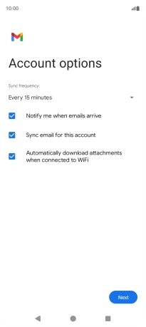 If this screen is displayed, you email account has been recognised and set up automatically. Follow the instructions on the screen to key in more information and finish setting up your email account.