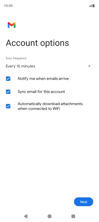 If this screen is displayed, you email account has been recognised and set up automatically. Follow the instructions on the screen to key in more information and finish setting up your email account.