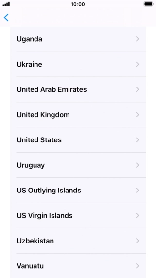 Press the required country or area.