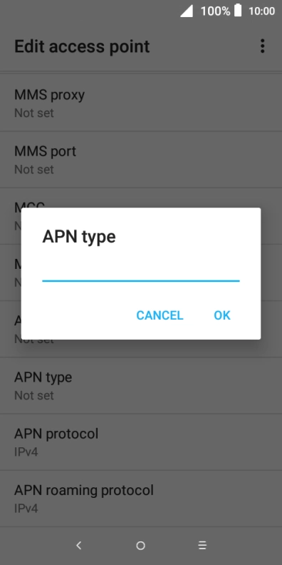 Key in default and press OK.