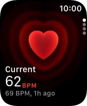 Your current heart rate is displayed below Current. Your current heart rate is displayed below Current.
