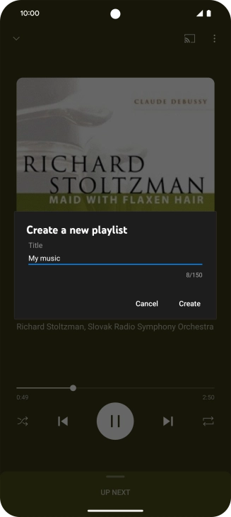 Key in a name for the playlist and press Create.