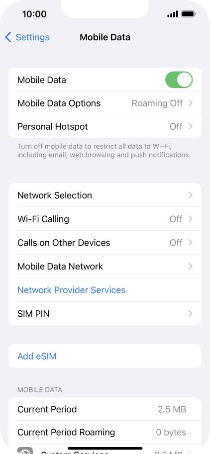 The total data usage is displayed next to Current Period.