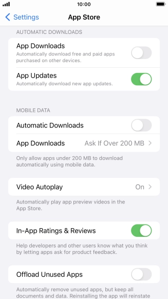 Press the indicators next to the required content types to turn the function on or off.