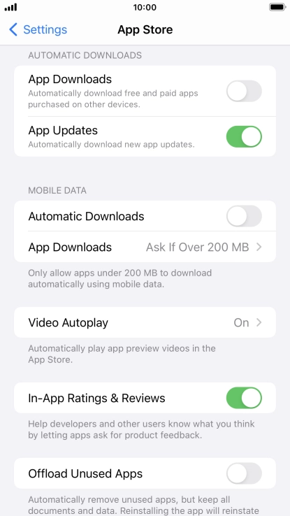Press the indicators next to the required content types to turn the function on or off.