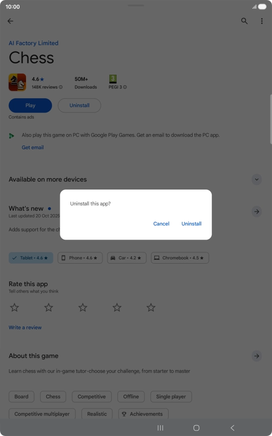 Press Uninstall.