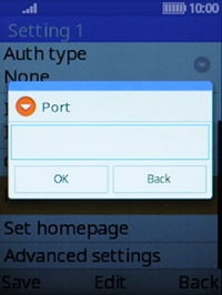 Key in 8080 and press the Left selection key.