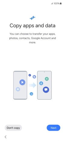 You can transfer the contents of another phone to your phone when it's activated for the first time and after a factory reset. When this screen is displayed, your phone is ready to transfer contents from another phone.