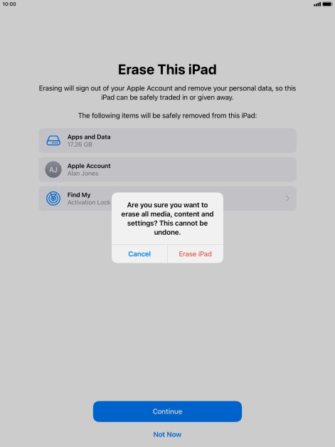 Press Erase iPad. Press Erase iPad.
