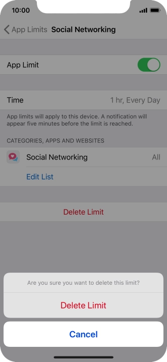 Press Delete Limit.