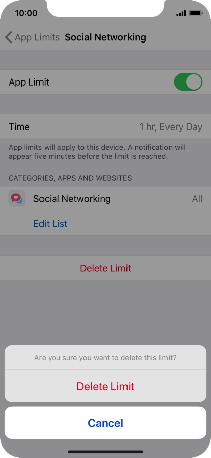 Press Delete Limit.