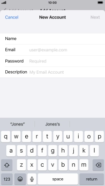 Press Email and key in your email address.