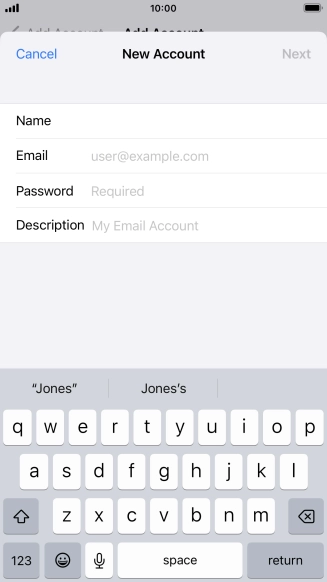 Press Email and key in your email address.