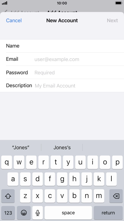 Press Email and key in your email address.