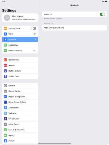 Press the required Bluetooth device and follow the instructions on the screen to pair the device with your tablet. Press the required Bluetooth device and follow the instructions on the screen to pair the device with your tablet.