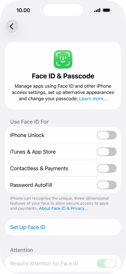 Press Set Up Face ID.