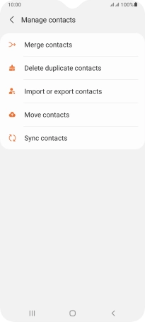 Press Import or export contacts. Press Import or export contacts.