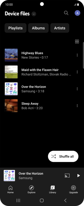 Press the required audio file.