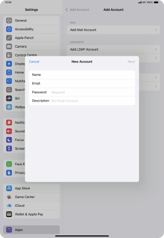 Press Password and key in the password for your email account. Press Password and key in the password for your email account.