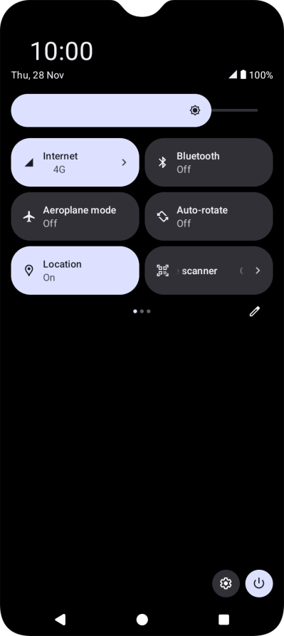 Press the mobile data icon. Press the mobile data icon.