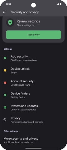 Press More security and privacy.