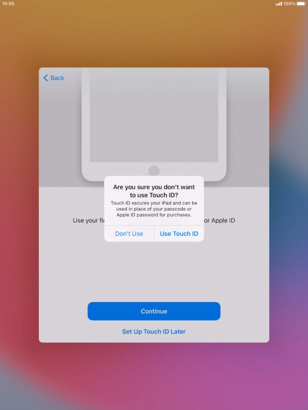 Follow the instructions on the screen to turn on use of lock code or press Don't Use. Follow the instructions on the screen to turn on use of lock code or press Don't Use.