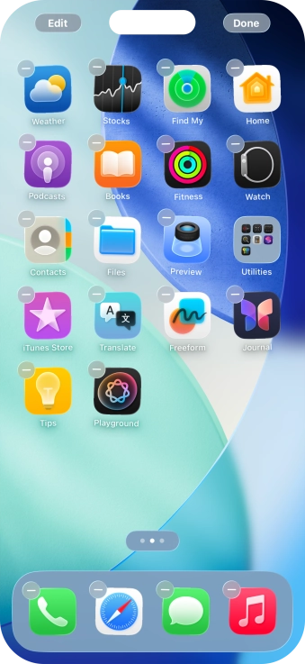 Press the home screen icon.