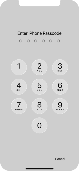 Use the phone lock code you created.