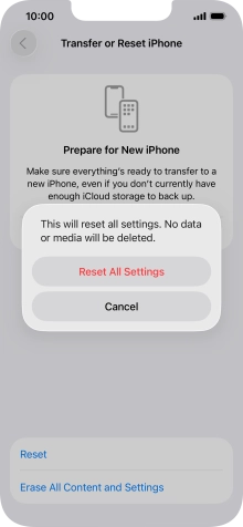Press Reset All Settings. Press Reset All Settings.