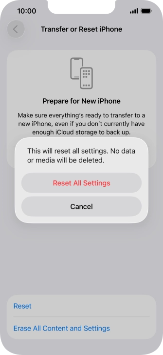 Press Reset All Settings. Press Reset All Settings.