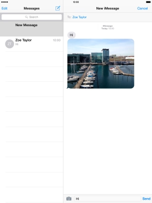 Press Send when you've finished your iMessage.