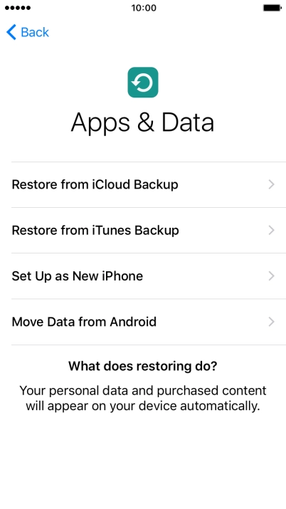 Press Restore from iCloud Backup.