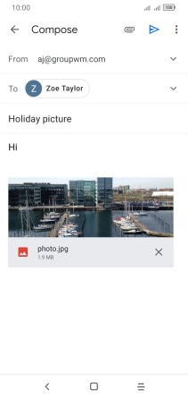Press the send icon when you've finished your email message. Press the send icon when you've finished your email message.