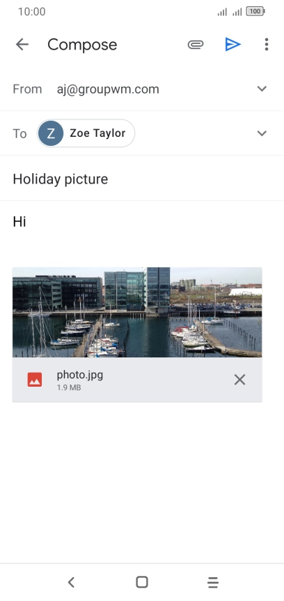 Press the send icon when you've finished your email message. Press the send icon when you've finished your email message.