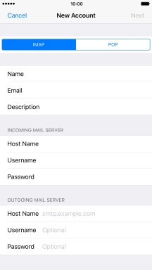 Press Host Name and key in the name or IP address of your email provider's outgoing server. Please note that if you can't send email messages when using your email provider's outgoing server, key in smtp.vodafone.net.au (Vodafone's outgoing server).